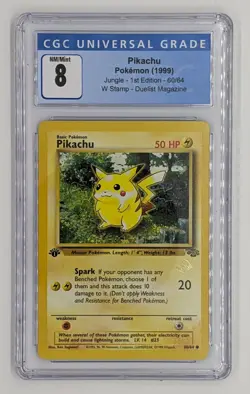 1999 Pokemon PIKACHU Jungle 1st Edition w/ Duelist stamp CGC 8 - Image 1