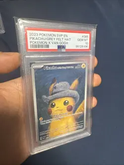2023 Pokemon Pikachu Van Gogh Grey Felt Hat Promo SVP EN #085 PSA 10 GEM MINT - Image 1