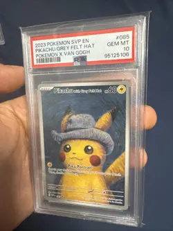 2023 Pokemon Pikachu Van Gogh Grey Felt Hat Promo SVP EN #085 PSA 10 GEM MINT - Image 2
