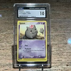 Pokemon Spoink 2003 EX Dragon 74/97 CGC 10 - Image 1