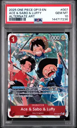2025 One Piece Op13-Carrying On His Will #007 Ace & Sabo & Luffy Alt Art PSA 10 - Image 1
