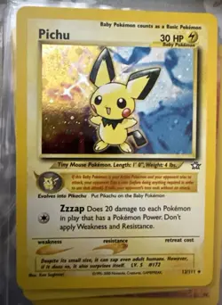 Pokemon TCG Neo Genesis Pichu Holo Card 12/111 2000 English Vintage - Image 2