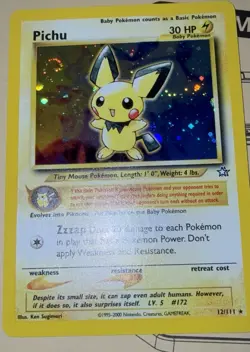 Pokemon TCG Neo Genesis Pichu Holo Card 12/111 2000 English Vintage - Image 5