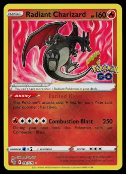 Pokemon Card - Radiant Charizard Pokemon GO 011/078 Radiant Rare 2022 - Image 1