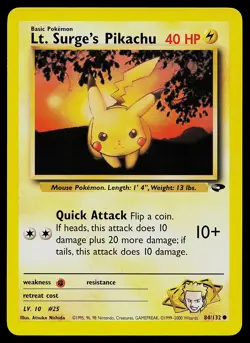 Pokemon Card - Lt. Surge's Pikachu Gym Challenge 84/132 Common - Image 1