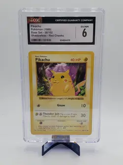 Pikachu Pokemon Base Set Shadowless Red Cheeks #58 CGC 6 - Image 1