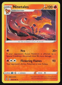 Pokemon Ninetales 025/192 SWSH02: Rebel Clash Non-Holo Pack Fresh - NM - Image 1