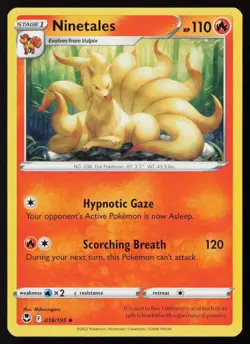 Pokemon Ninetales 018/195 SWSH12: Silver Tempest Non-Holo Pack Fresh - NM - Image 1