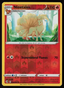 Pokemon Ninetales 030/264 SWSH08: Fusion Strike Reverse Holo Pack Fresh - NM - Image 1