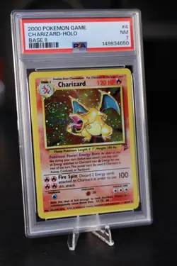 2000 POKEMON BASE SET 2 #4 CHARIZARD-HOLO PSA 7 - Image 3