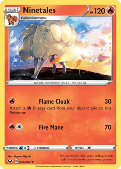 Ninetales 023/202 Rare Sword & Shield Base Pokemon TCG - Image 1