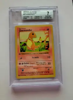 POKEMON BASE SET 1ST EDITION CHARMANDER THICK STAMP BGS 7 - Image 1