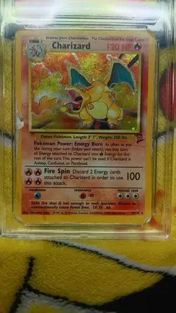 Pokemon Base Set 2 1999-2000 Charizard Holo 4/130 Ace Graded 1 Poor - Image 2