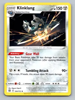 Klinklang 104/172 Rare Brilliant Stars Pokemon Near Mint - Image 1