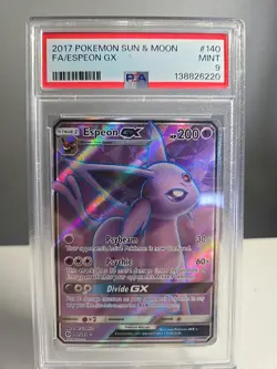 Pokemon Espeon GX Full Art 140/149 Sun & Moon Base Set English PSA 9 MINT - Image 1
