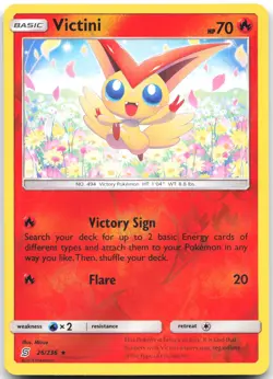 Victini 26/236 Holo Rare Unified Minds Pokemon Reverse Holo Near Mint - Image 1