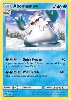 Abomasnow 42/236 R Unified Minds Pokemon Reverse Holo NM/M - Image 1