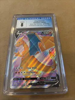 Pokemon TCG Charizard V SWSH050 Black Star Promos Holo Champions Path CGC 8 NM - Image 1