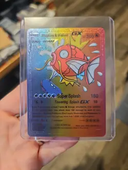 Magikarp & Wailord GX Rainbow Foil Fan Art Premium Vinyl Collector Card - Image 1