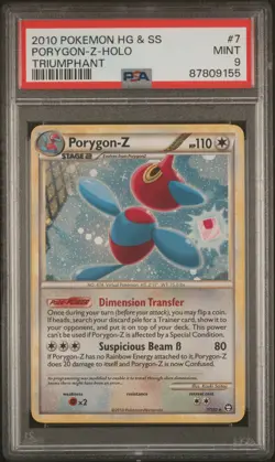 2010 Pokemon HG & SS Triumphant 7/102 Porygon Z Holo PSA 9 MINT - Image 1