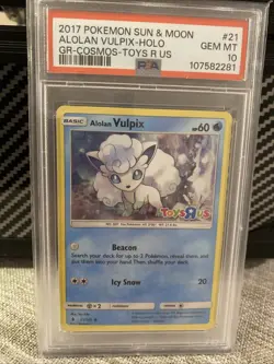 Pokemon Alolan Vulpix Holo PSA 10 Gem Mint #21 Toys R US Cosmos Promo - Image 1