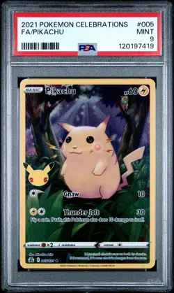 2021 POKEMON CELEBRATIONS #005 FULL ART/PIKACHU PSA 9 - Image 1