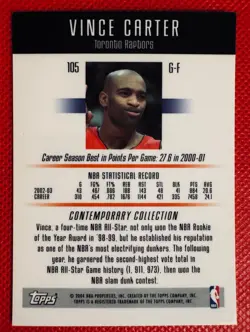 Vince Carter 2003-04 Topps Contemporary Collection Gold - Refractor - Card #105 - Image 2