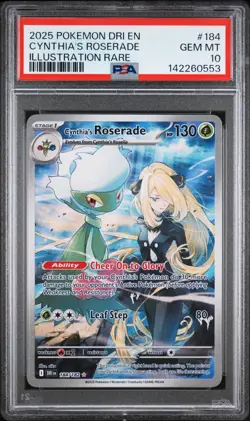 2025 POKEMON DRI EN-DESTINED RIVALS ILLUSTRATION RARE CYNTHIA'S ROSERADE PSA 10 - Image 1