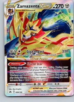 Zamazenta VSTAR 99/159 Crown Zenith Ultra Rare Pokemon NM - Image 1