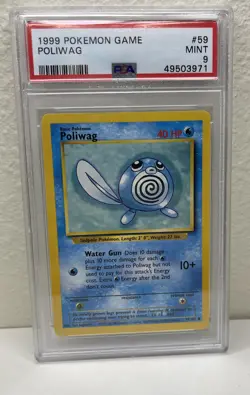 🔥1999 Pokemon Game Base Set Unlimited Poliwag 59/102 PSA 9🔥 - Image 1