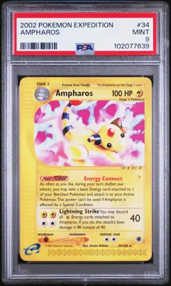 2002 Pokemon Expedition #34 Ampharos PSA 9 MINT - Image 1