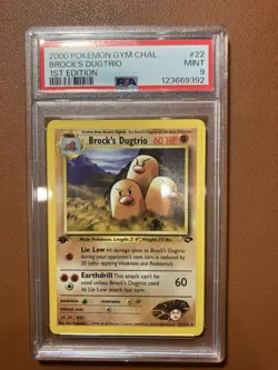PSA 9 Pokemon 2000 1st Edition Gym Challenge Brock's Dugtrio #22 - Image 1