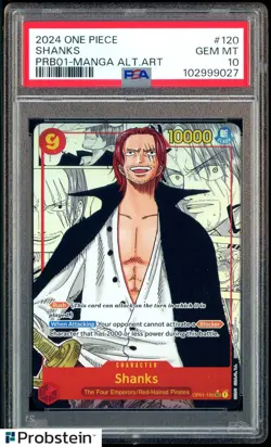 2024 One Piece PRB01 EN Manga Alternate Art #120 Shanks PSA 10 GEM MINT - Image 1