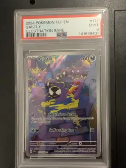 Pokemon TCG Gastly 177/162 Temporal Forces Holo Illustration Rare Card PSA 9 - Image 1