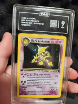 Dark Alakazam Team Rocket 1st Edition Holo Rare TAG 9 1/82 2000 Pokemon TCG Card - Image 4
