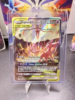 Pokemon TCG Espeon & Deoxys GX SM240 Black Star Promo Holo Card - Image 1