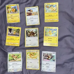 Pokemon Card Lot Pikachu Eevee Lot 9 Cards Near Mint - Image 1