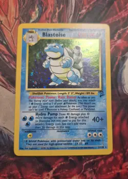 Blastoise 2/130 SWIRL Base Set 2 WOTC Pokemon Card Holo Foil Rare LP/MP - Image 1