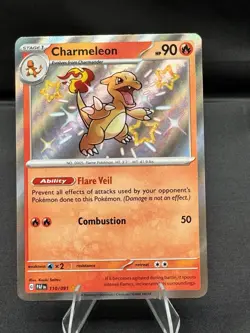 Pokemon tcg Charmeleon SV: Paldean Fates Shiny Rare Holo 110/091 Stage 1 90 HP - Image 1
