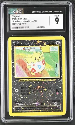 1999 Pokemon Southern Islands #4 Togepi Reverse Holo CGC 9 MINT - Image 1