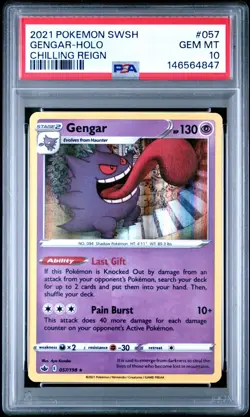 2021 POKEMON SWORD & SHIELD CHILLING REIGN #057 GENGAR-HOLO PSA 10 GEM MINT - Image 1