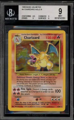 Pokemon Charizard Base Set Unlimited Holo Rare #4 BGS 9 Mint - Image 1