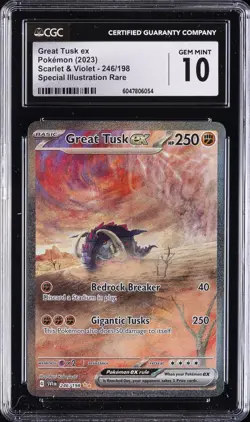 2023 POKEMON SCARLET & VIOLET SPECIAL ILLUSTRATION RARE GREAT TUSK EX CGC 10 - Image 1