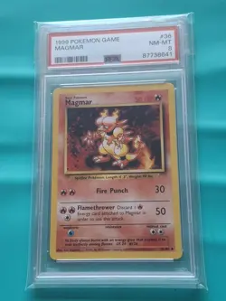Pokemon Magmar Base Set Unlimited #36 PSA 8 Card - Image 1