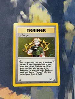 Pokemon Card Lt. Surge Gym Heroes Unlimited WOTC Holo Rare 17/132 006 LP - Image 1