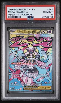 2026 POKEMON ASC EN-ASCENDED HEROES MEGA ATTACK RARE #267 MEGA DIANCIE EX PSA 10 - Image 1