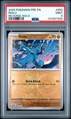 2025 POKEMON PRE EN-PRISMATIC EVOLUTIONS REVERSE HOLO #050 RIOLU PSA 9 - Image 1