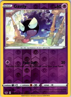 Gastly 083/202 SWSH01: Sword & Shield Base Set Pokemon NM Reverse Holo - Image 1