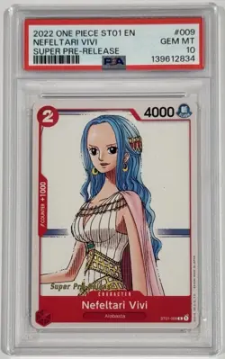 2022 One Piece Nefeltari Vivi Super Pre-Release ST01-009 PSA 10 Gem Mint - Image 1