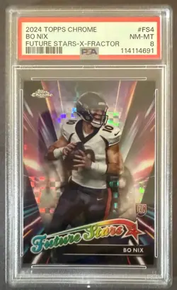 2024 Bo Nix Topps Chrome Future Stars X-Fractor #FS-4 PSA 8 Rookie - Image 1